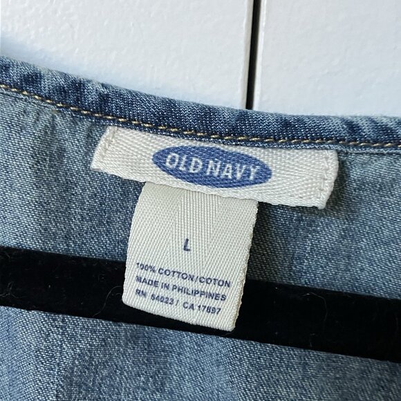 Y2K Old Navy Denim Tank Top Womens L Denim Cotton Blue Sleeveless Coastal - Picture 2 of 6